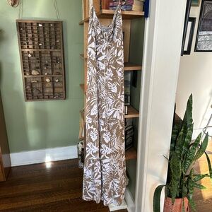Tommy Bahama Brown and White Leaf Print Dress
